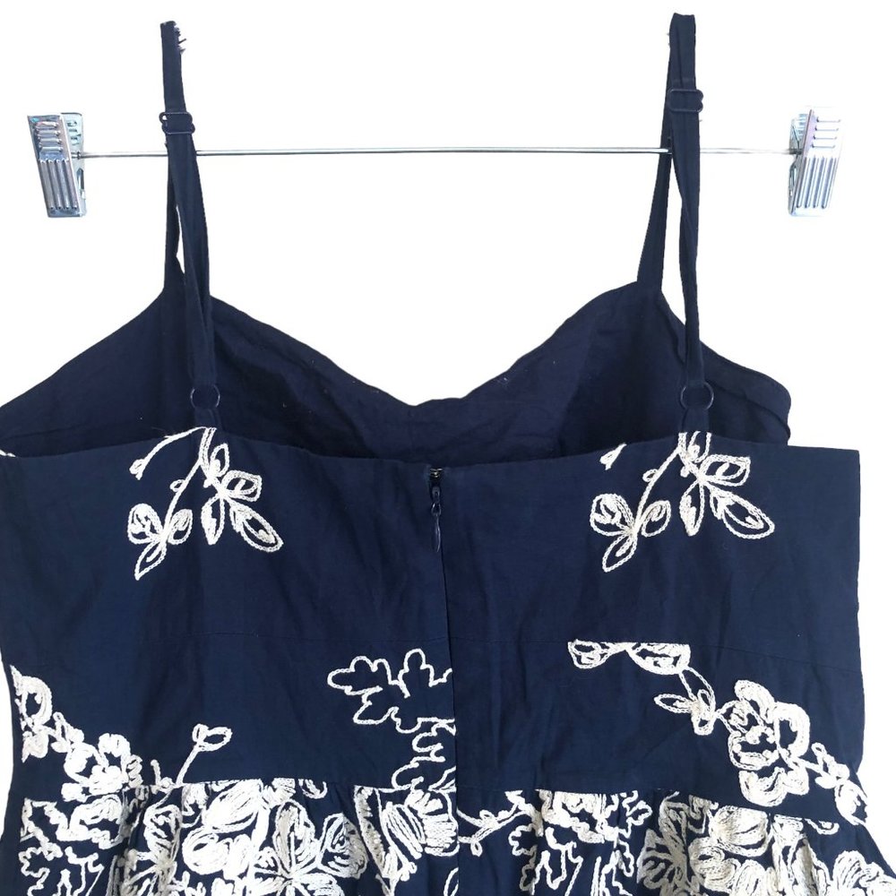 J. Crew Women's Cami Dress Size 10 Floral Embroidered Blue Lined Y2K Knee Length - Picture 9 of 9